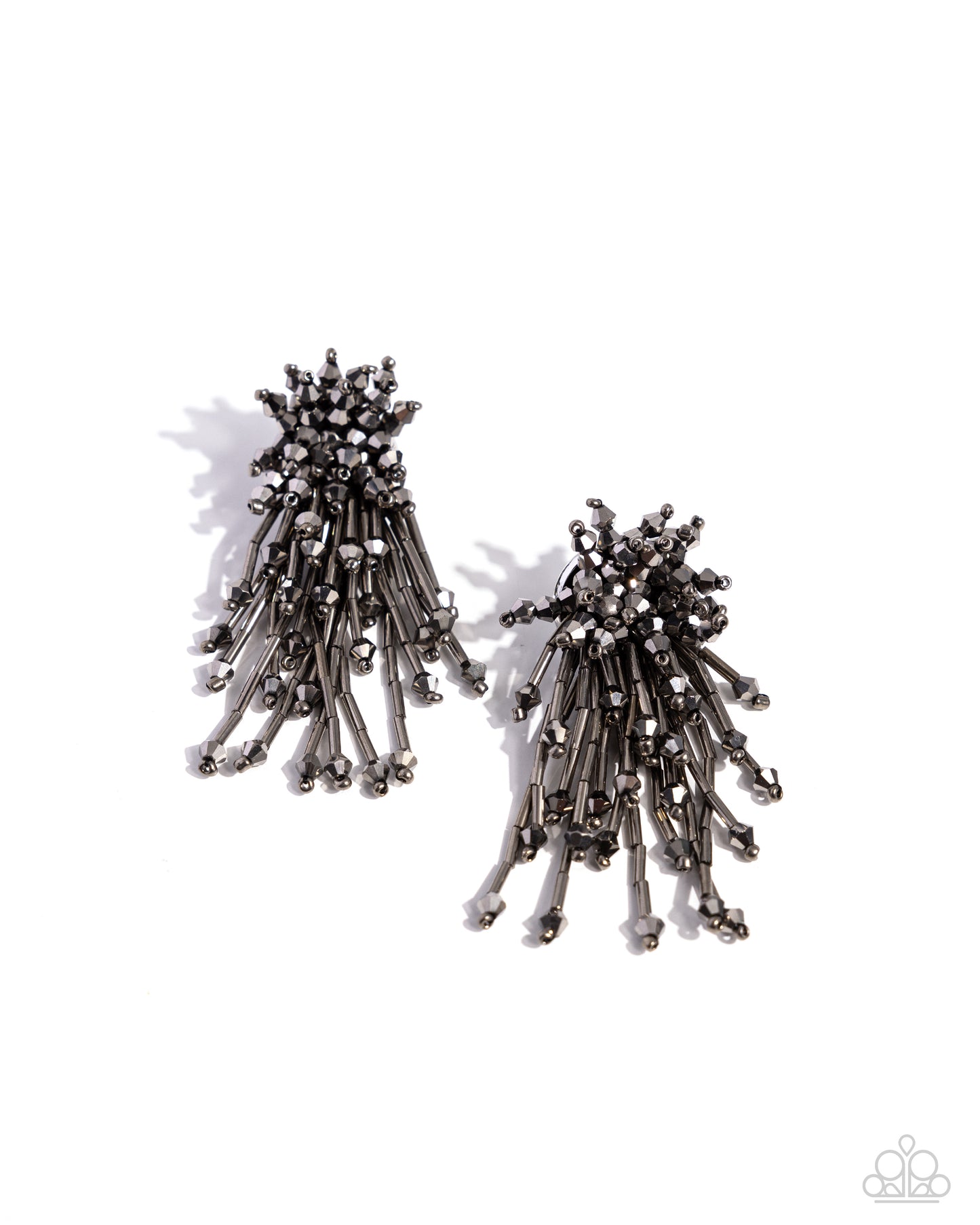 Congratulatory Charm - Silver Hematite Bead Fringe Earring Paparazzi E2289