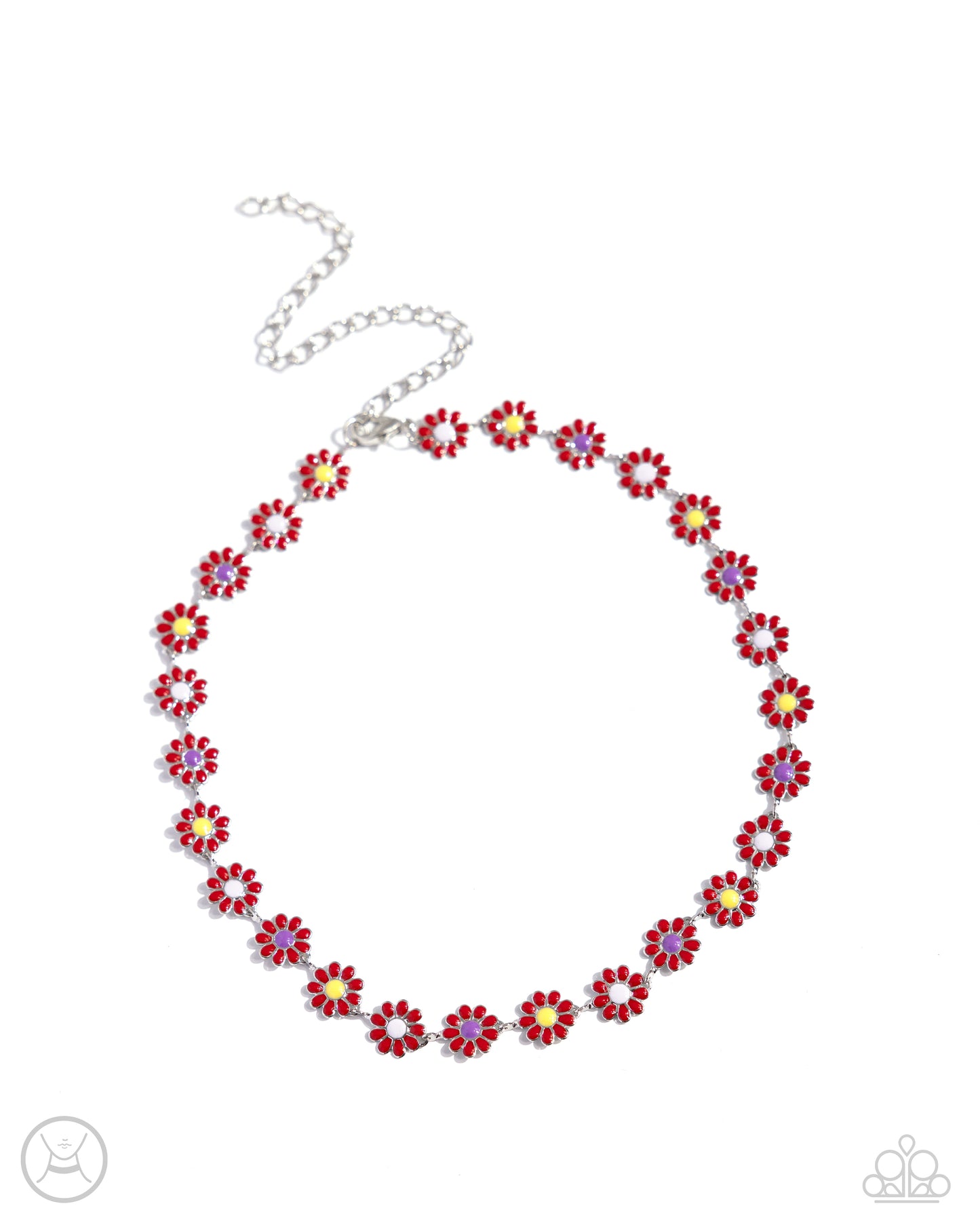 Floral Falsetto - Red Daisy Flower Choker Necklace Paparazzi N2568