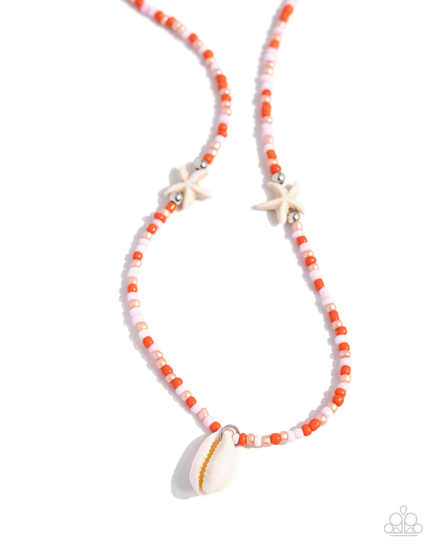 Beachside Beauty - Orange Burnt Sienna, White Shell & Starfish Necklace Paparazzi N2241