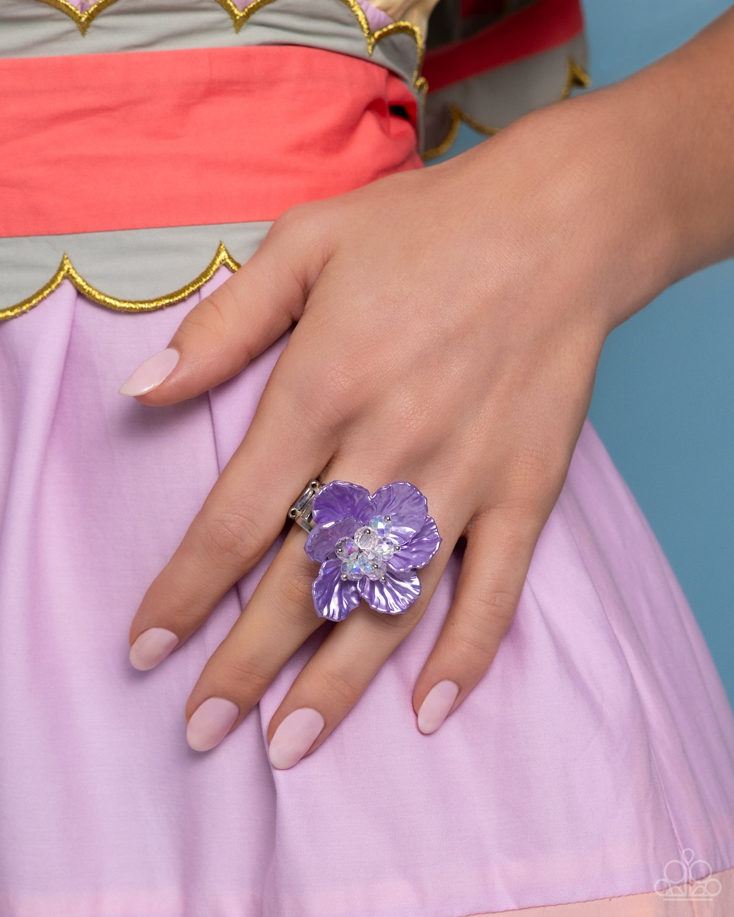 Petal Pact - Purple Lavender Shell Like Flower Ring Paparazzi R0729