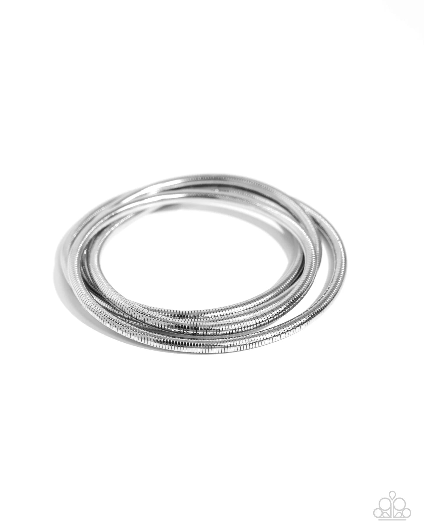 Paparazzi Stacked Severity Silver Twisted Together Snake Chain Stretch Bracelets Life Of The Party Black Diamond B2620