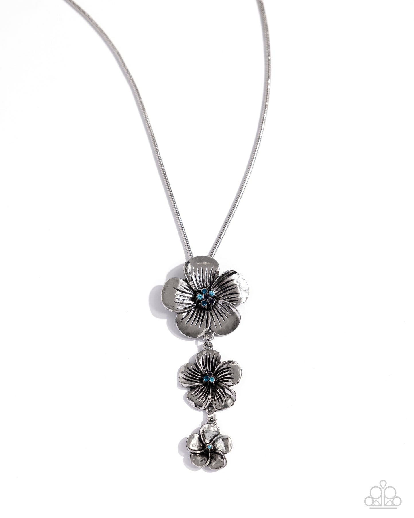 Wallflower Whimsy - Blue Multicolored Rhinestone Flower Necklace Paparazzi