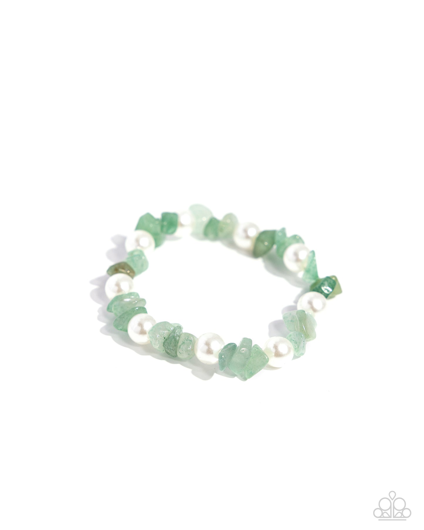 Robust Refinement - Green Jade Stone & White Pearl Stretch Bracelet Santa Fe Style Paparazzi B1814