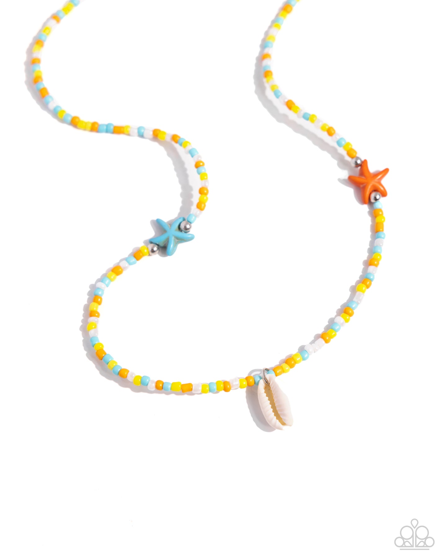 Beachside Beauty - Multi Color Tiffany, Yellow, White, Orange Seed Bead & Shell Beach Vibe Necklace Paparazzi N2382