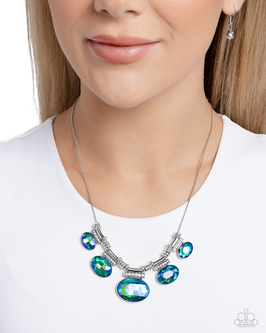 Socialite Status - Green to Blue UV Shimmery Gem Necklace Paparazzi N2251