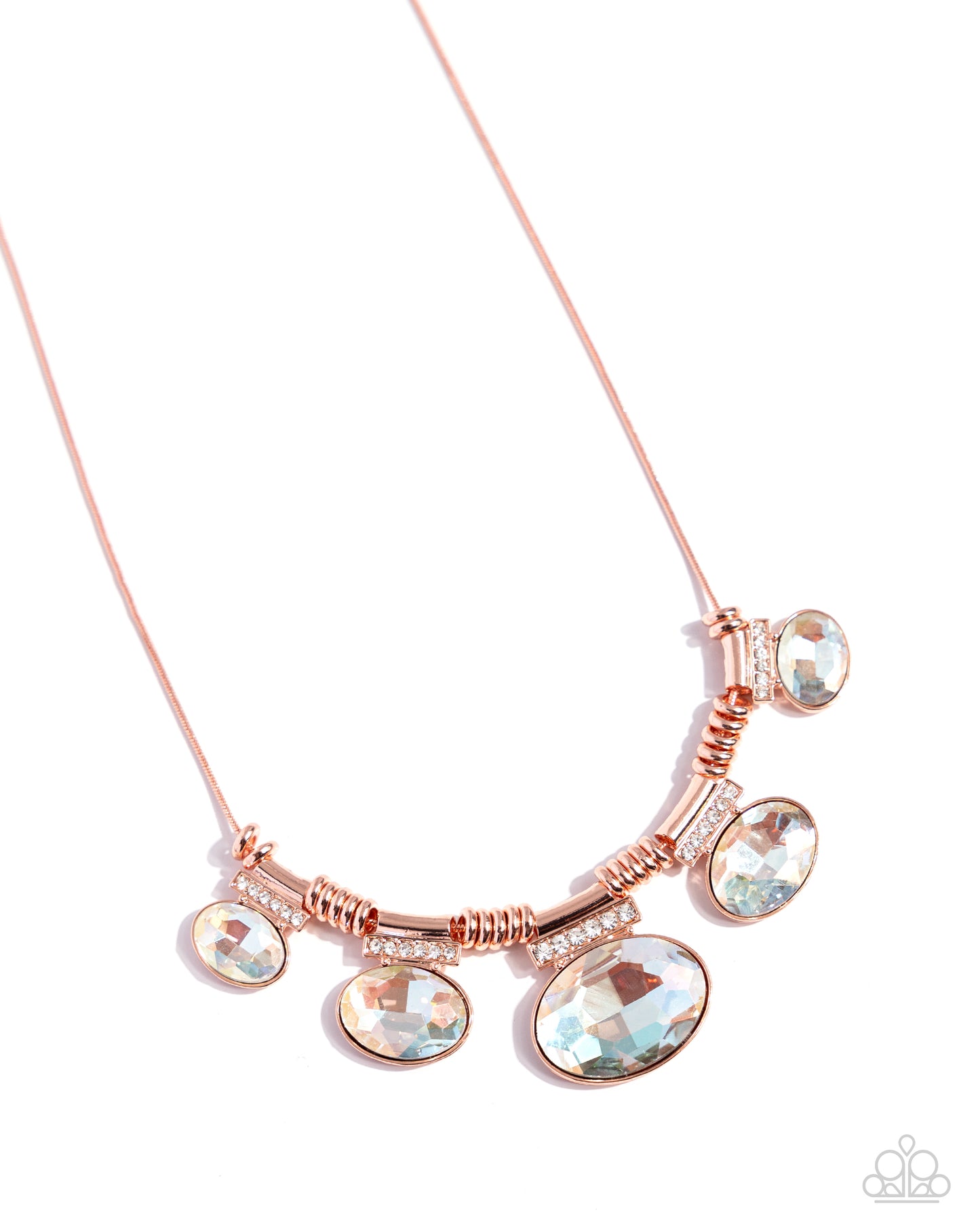 Socialite Status - Copper - Shiny Copper UV Shimmery White Gem Necklace Paparazzi N2322