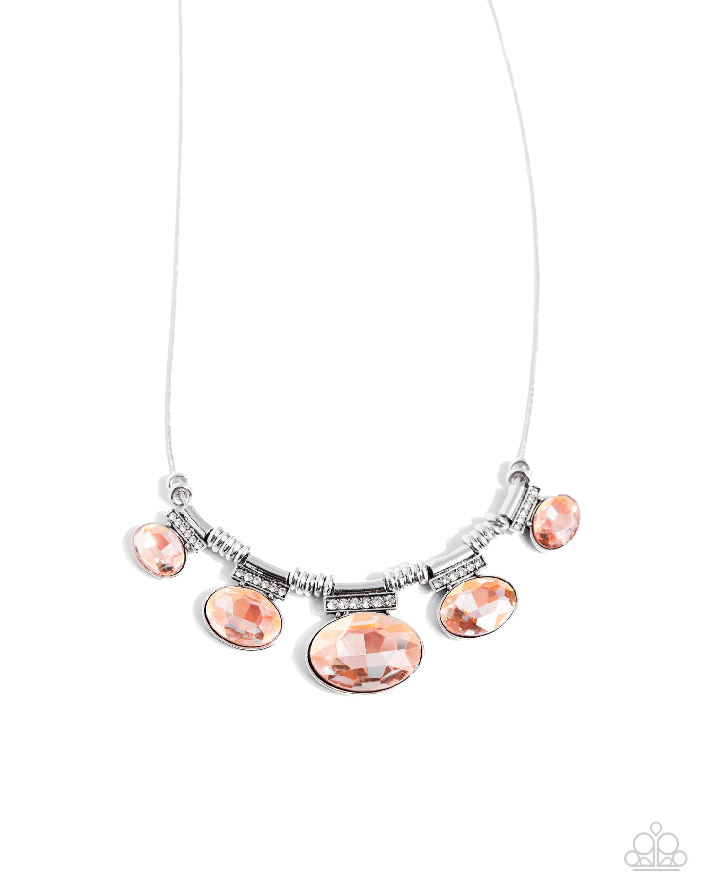 Socialite Status - Orange Peach UV Shimmery Gem On Silver Snake Chain Necklace Paparazzi N2362