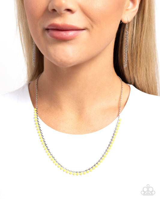 Colored Cadence - Yellow Dainty Lemon Drop Bead Necklace Paparazzi N2334