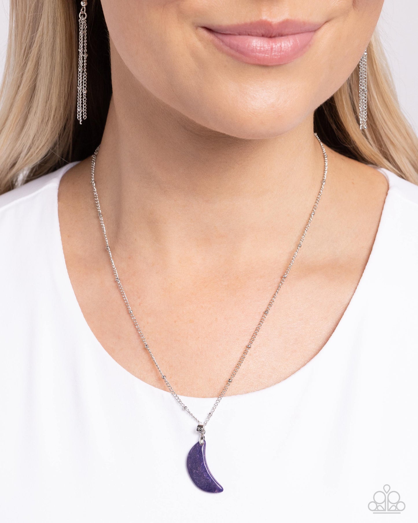 Lunar Lesson - Purple Stone Crescent Moon Necklace Paparazzi N2357