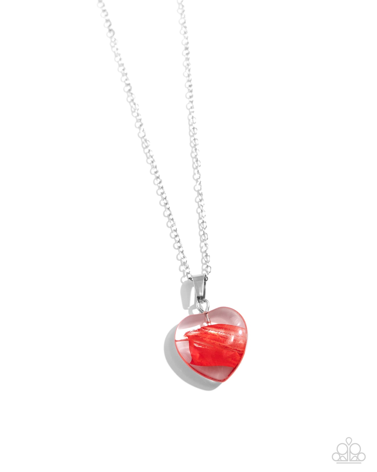 HEART Exhibition - Red Acrylic Heart Pendant Paparazzi N2567