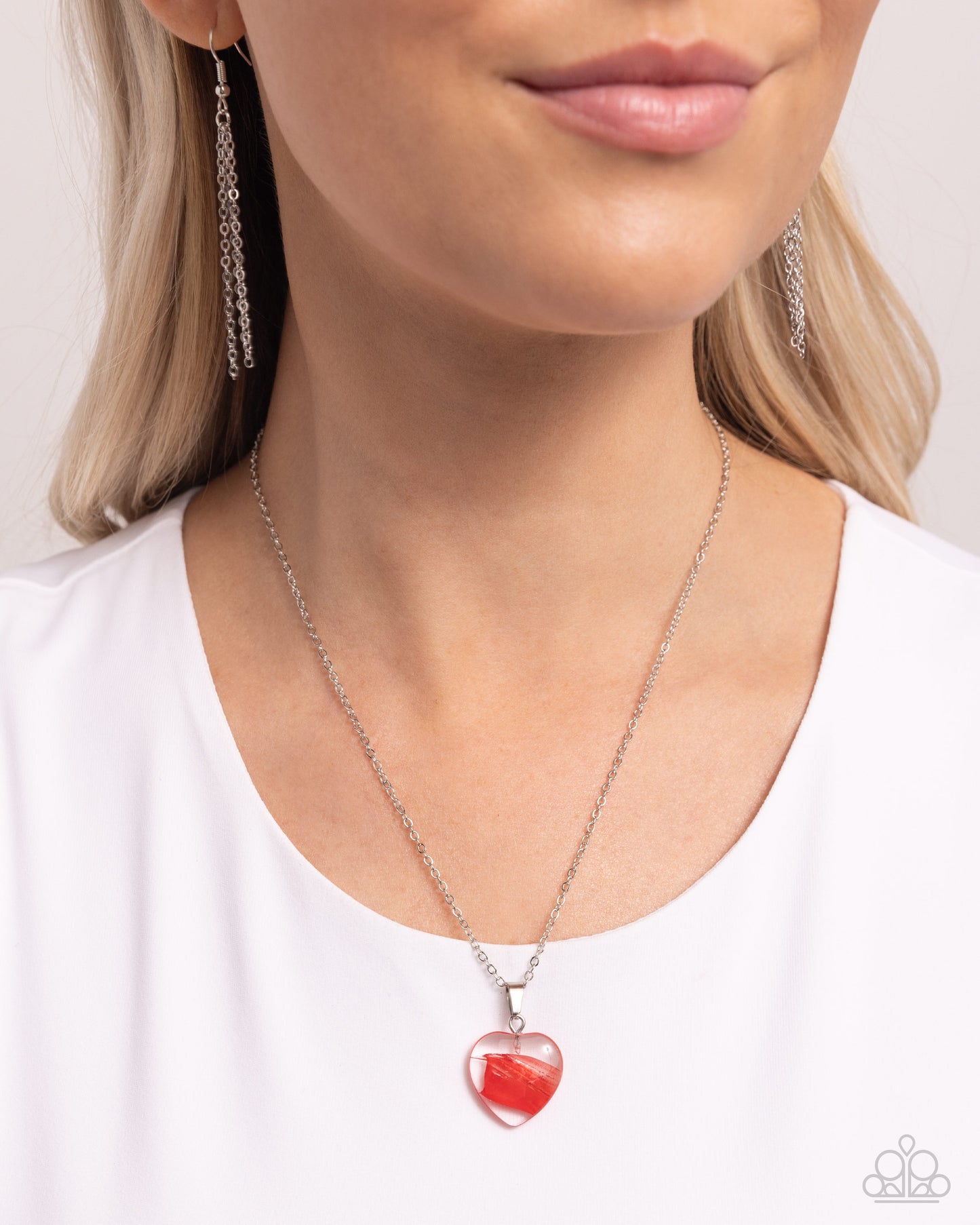 HEART Exhibition - Red Acrylic Heart Pendant Paparazzi N2567