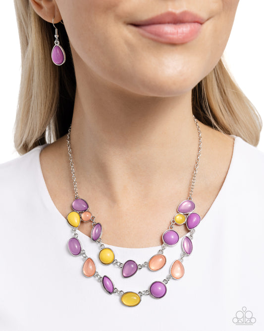 Variety Vogue - Purple Lavender, Desert Flower & Lemon Drop Bubbly Bead Necklace Paparazzi