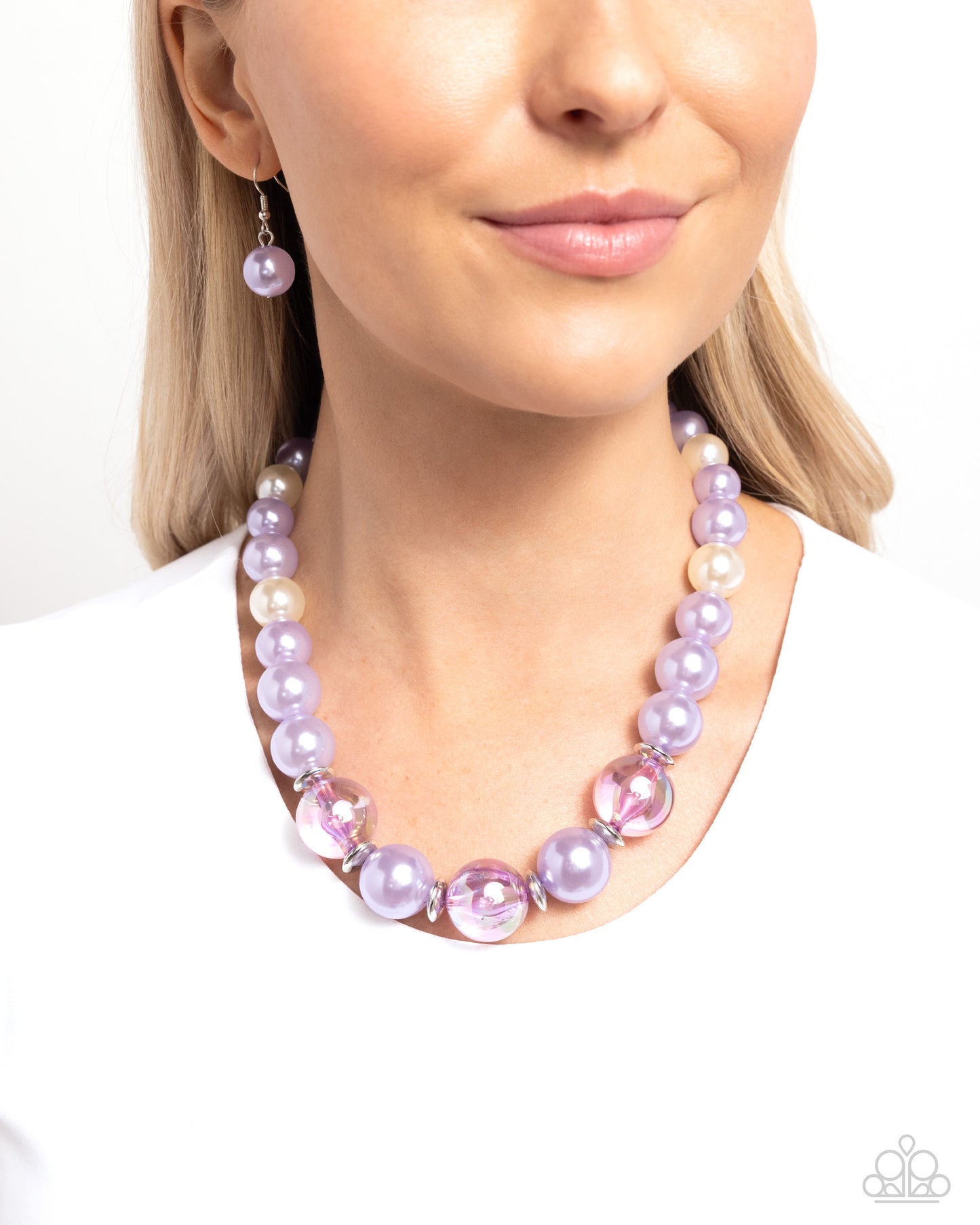 Just Another PEARL - Purple Pastel Lilac & White Pearl, Lilac Iridescent Bead Necklace Paparazzi N2234