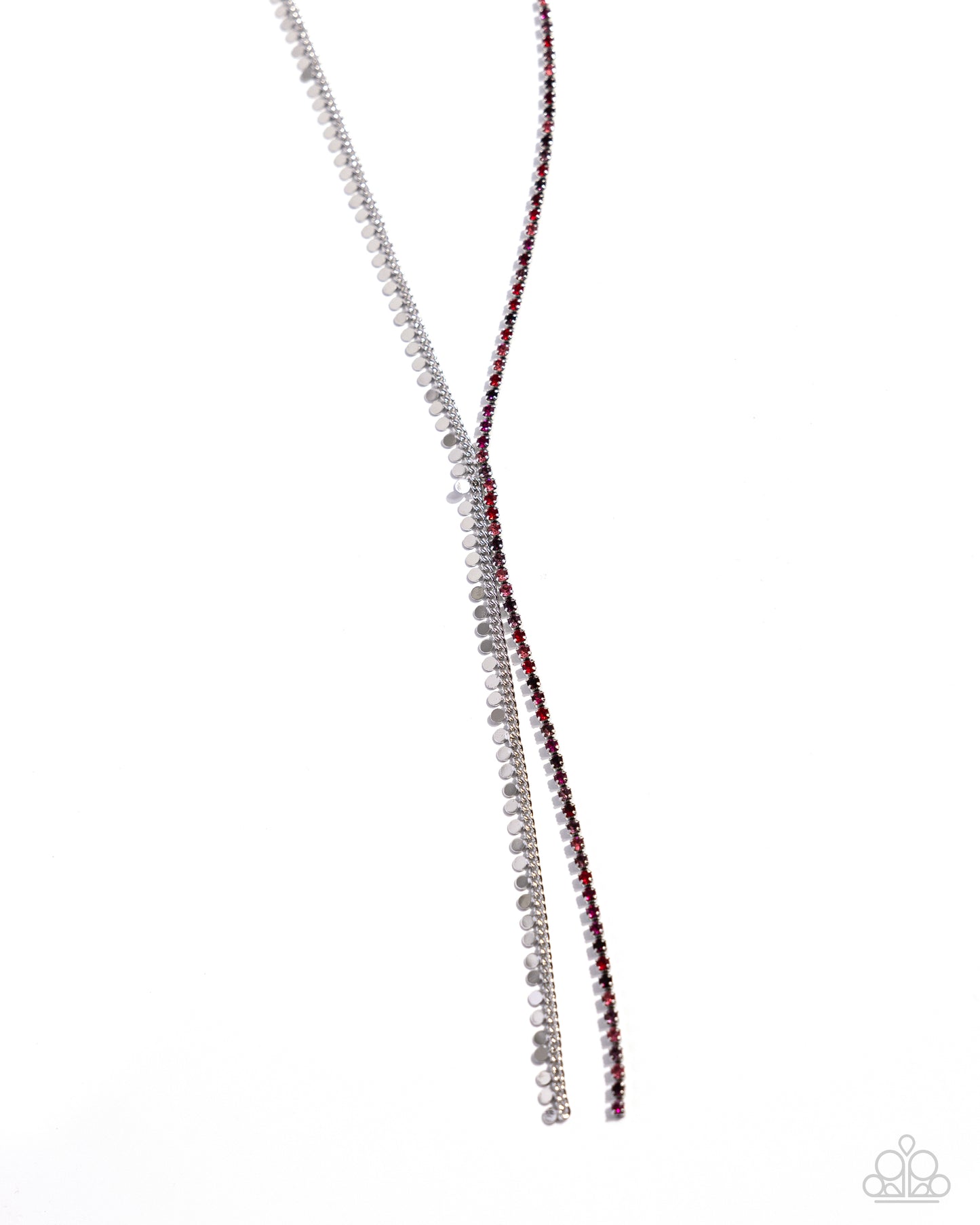 Elongated Eloquence - Red & Pink Rhinestone Strand Necklace Paparazzi N2278