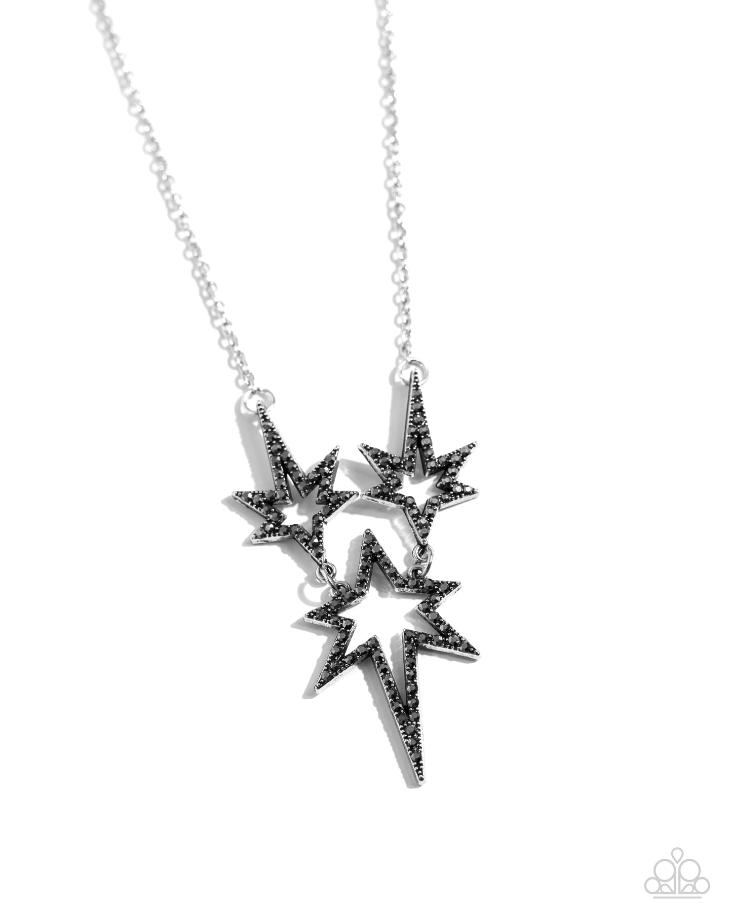 Explosive Exhibit - Silver & Hematite Rhinestone Star Necklace Paparazzi N2265