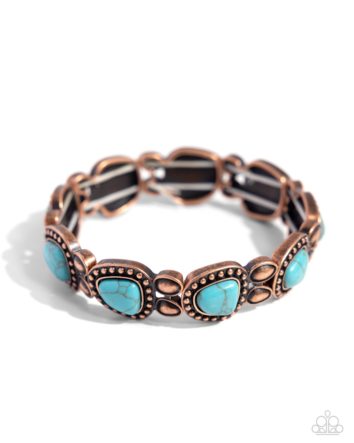 Harmonious Headliner - Copper & Blue turquoise Stone Santa Fe Style Stretch Bracelet Paparazzi B1649