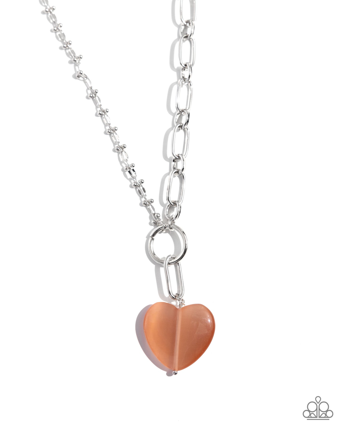 Definition of HEART - Orange Cat's Eye Heart Necklace Paparazzi N2540