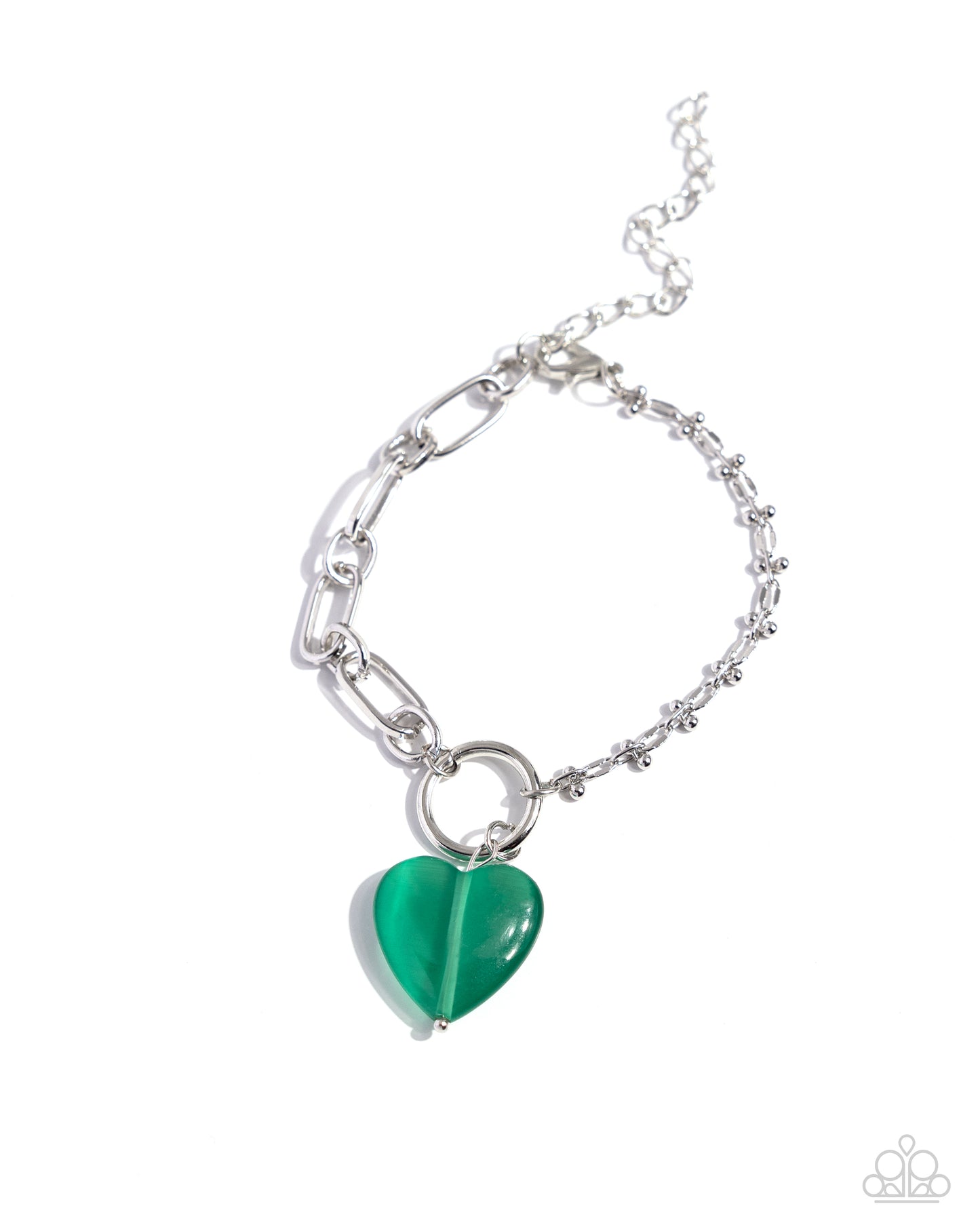 HEART Restoration - Green Mint Cat's Eye Stone Heart Bracelet Paparazzi B1565