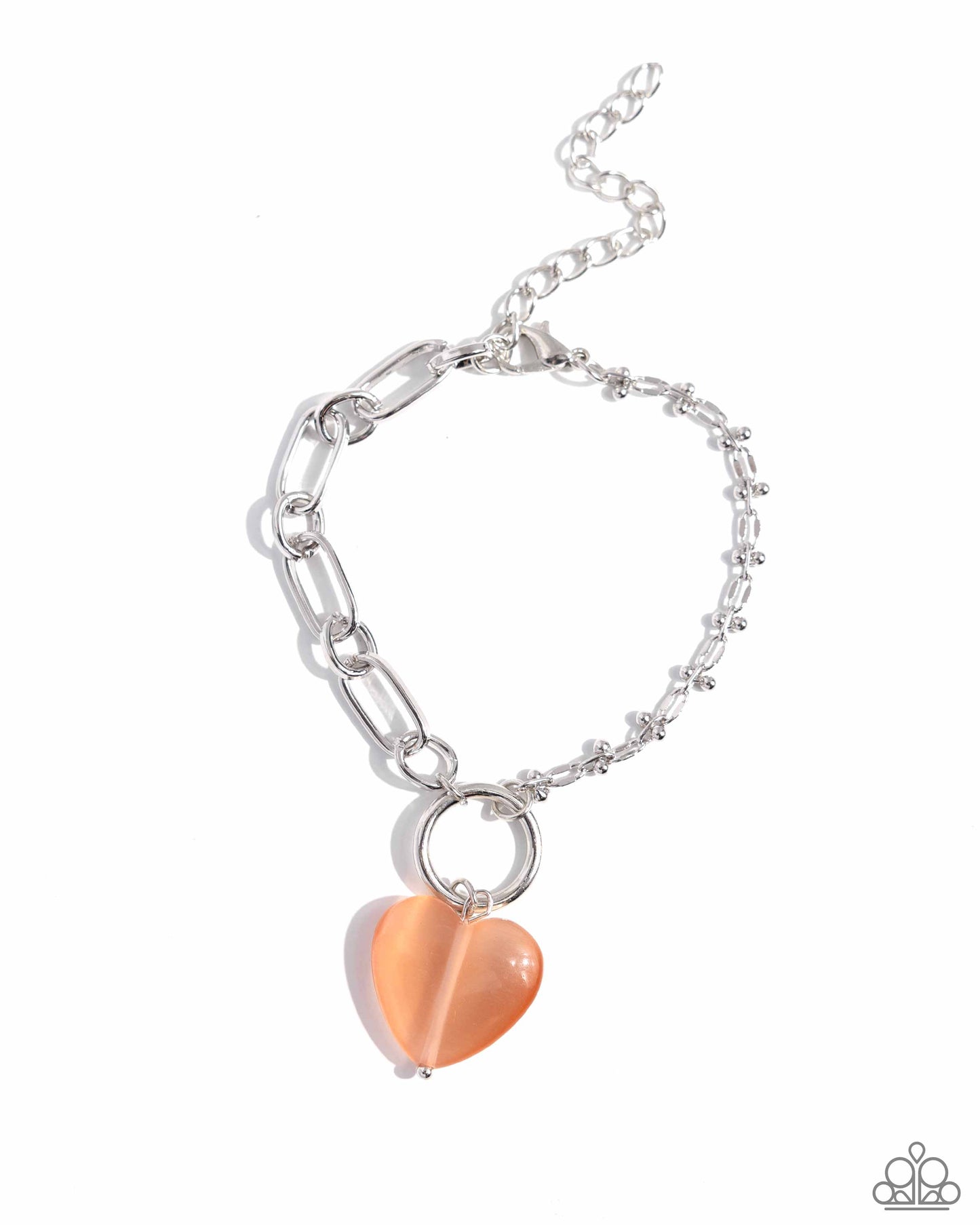 HEART Restoration - Orange Cat's Eye Heart Bracelet Paparazzi B1831