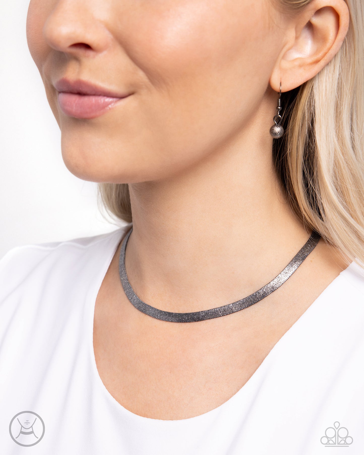 Simply Scintillating - Black Gunmetal Flat Chain Choker Necklace Paparazzi N2218