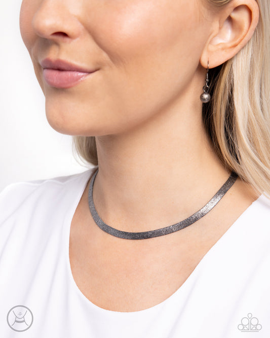 Simply Scintillating - Black Gunmetal Flat Chain Choker Necklace Paparazzi N2218