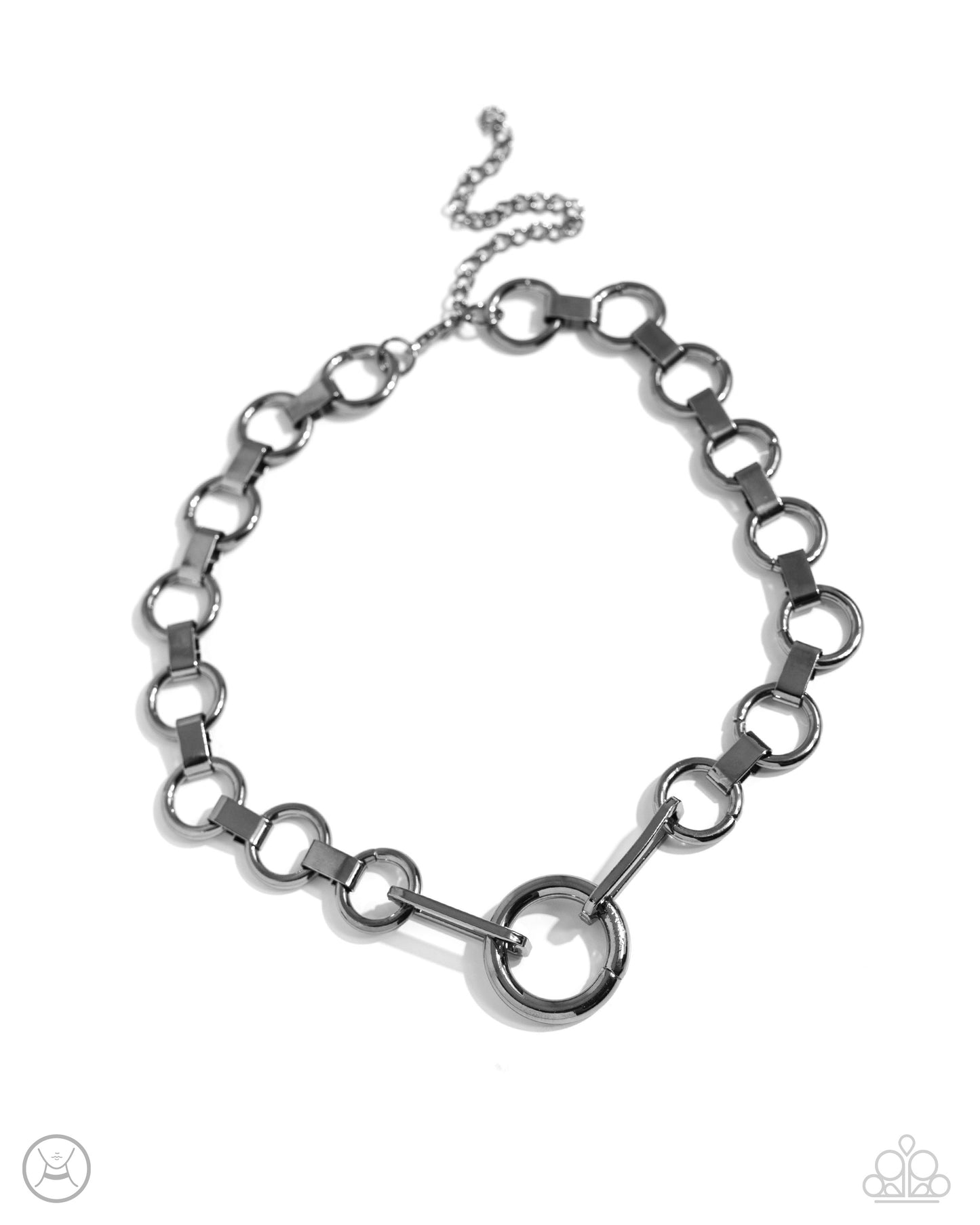 Musings Marvel - Black Gunmetal Interlocking Hoops & Clasps Choker Necklace Paparazzi