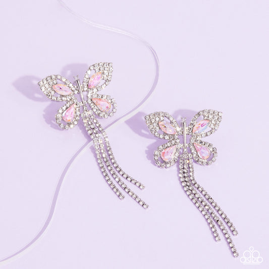 Next SOAR - Pink UV Gem Butterfly Earring Life Of The Party August 2024 Paparazzi E2144