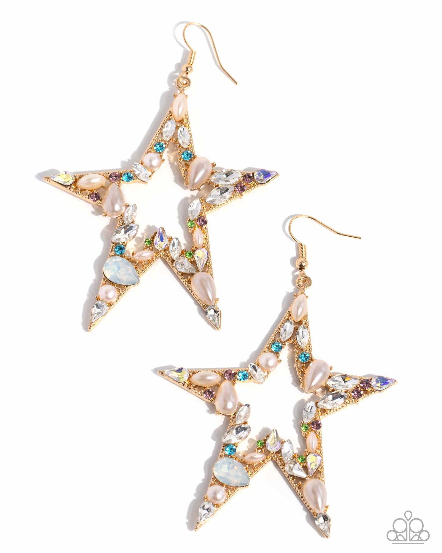 Variegated Value - Multicolored Rhinestone & Gem Star Earring July 2024 Life Of The Party Paparazzi