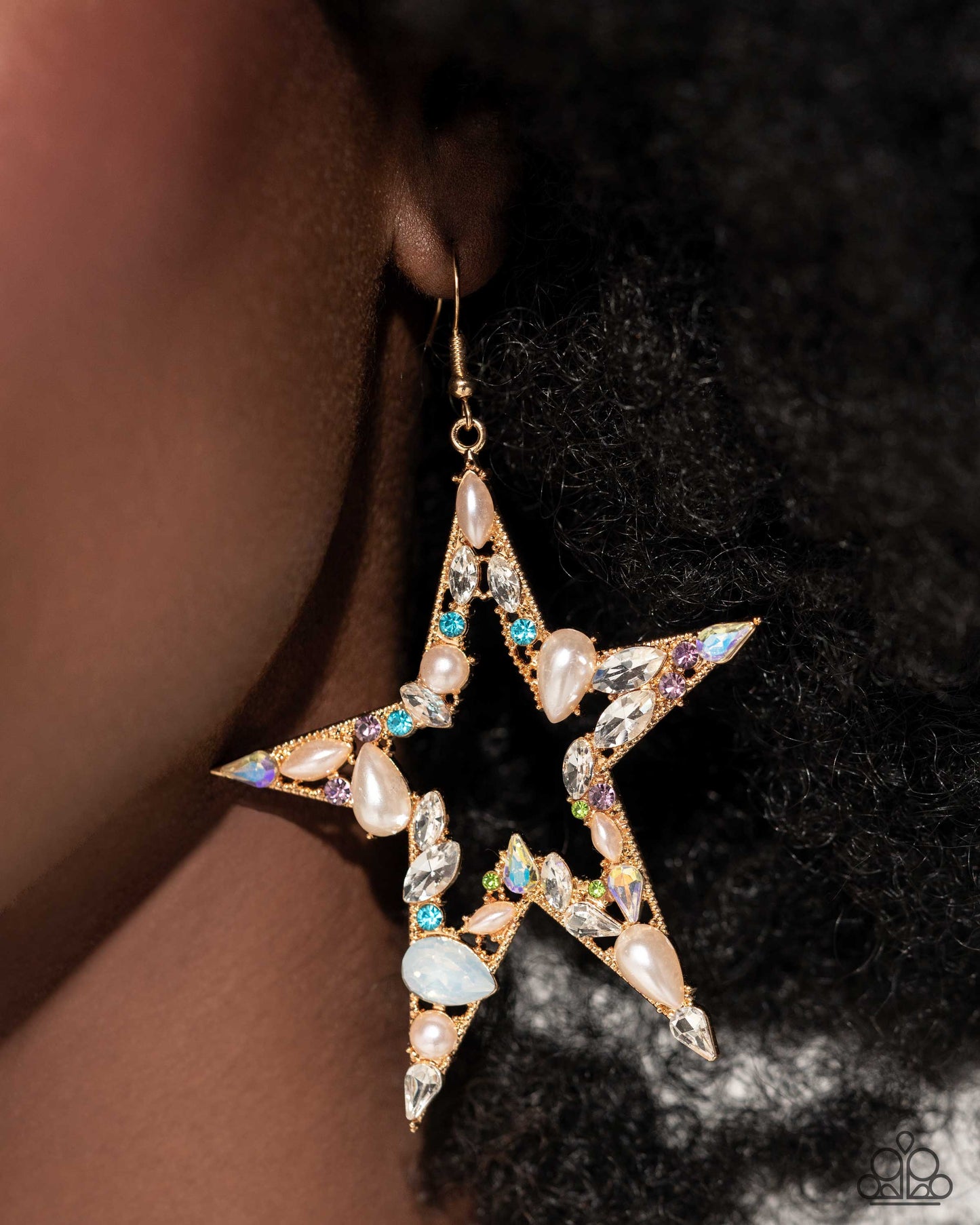 Variegated Value - Multicolored Rhinestone & Gem Star Earring July 2024 Life Of The Party Paparazzi