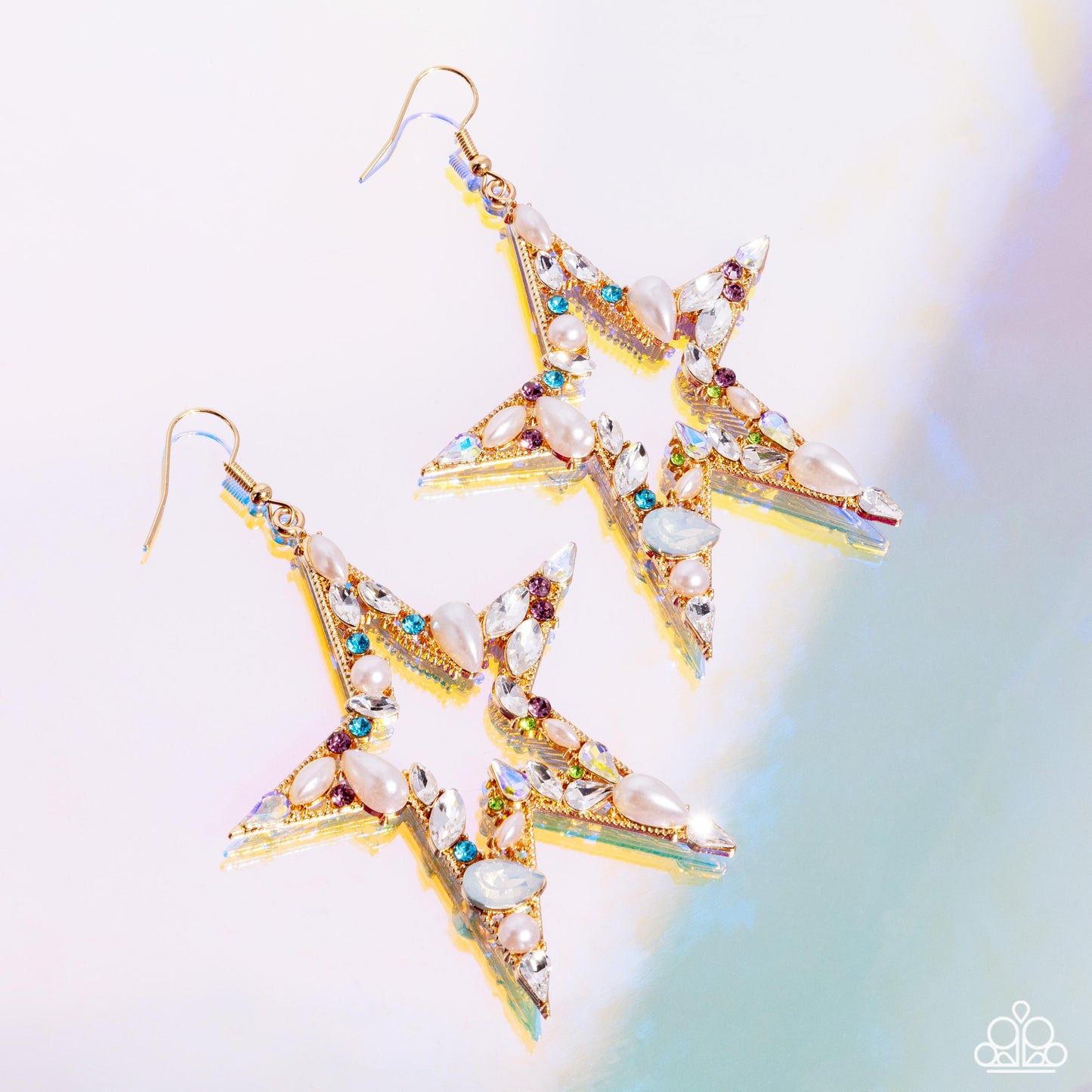 Variegated Value - Multicolored Rhinestone & Gem Star Earring July 2024 Life Of The Party Paparazzi