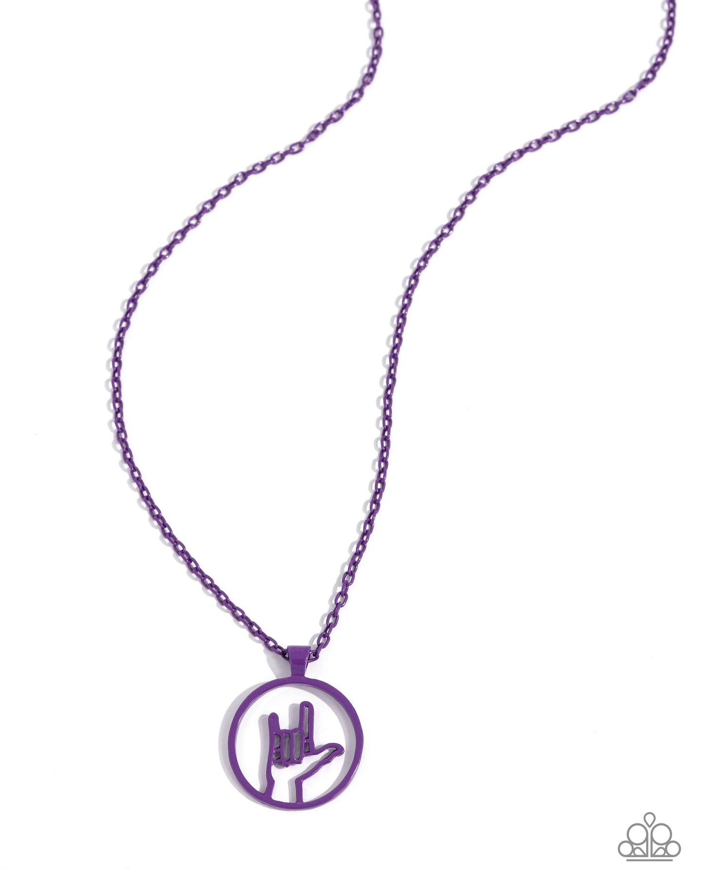 Abstract ASL - Purple Vibrant ASL "I Love You" Sign Necklace Paparazzi N2250