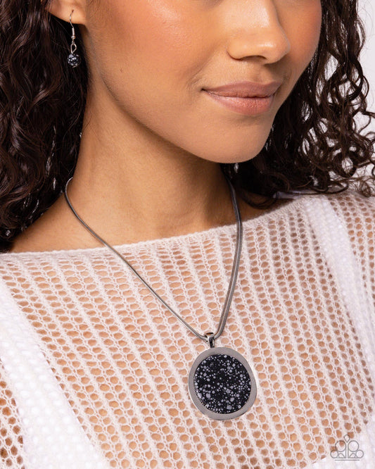 Pendant Puzzle - Black & White Stone Santa Fe Style Necklace Paparazzi