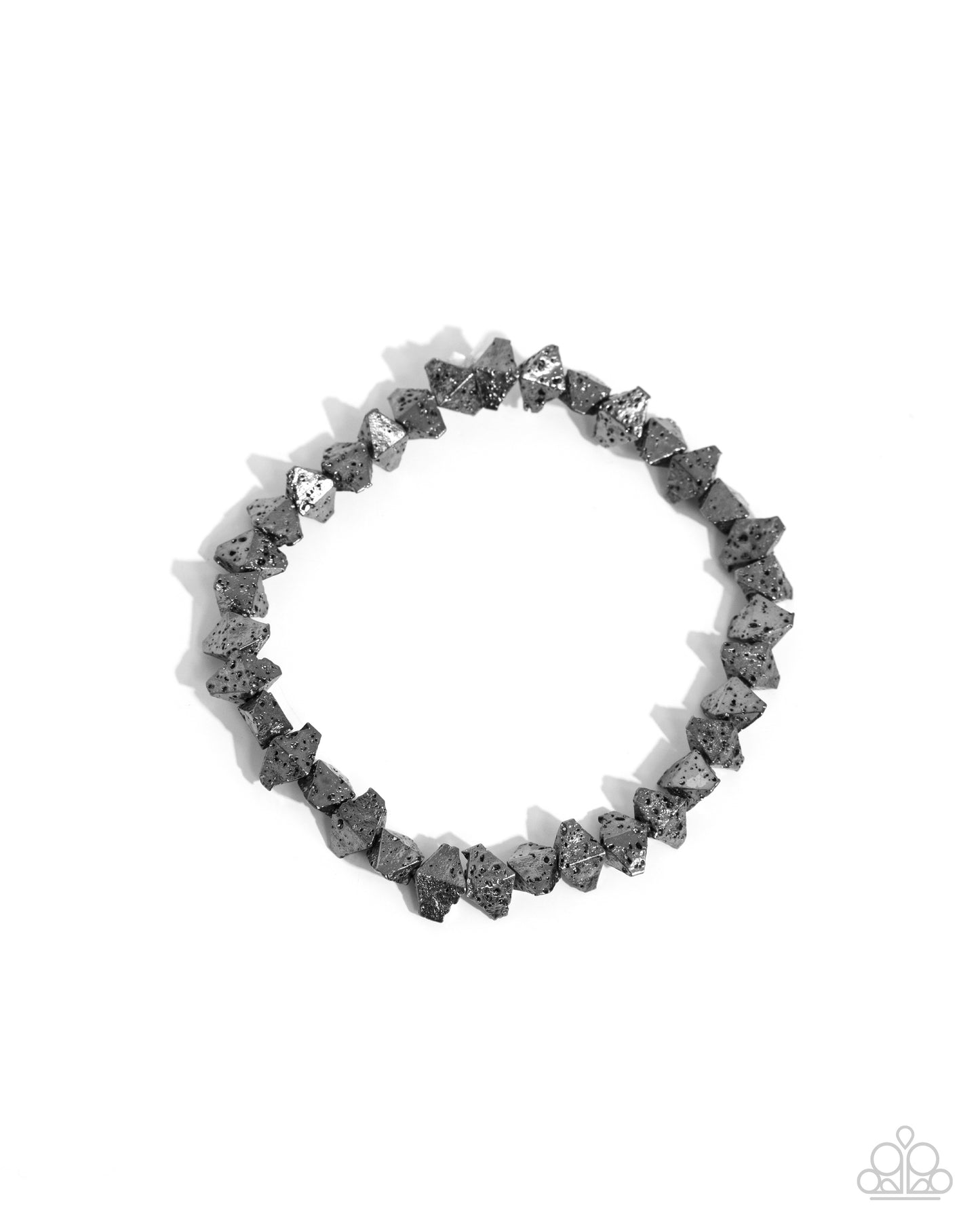 Urban Undercut - Black & Silver Lava Rock Urban Stretch Bracelet Paparazzi B1691