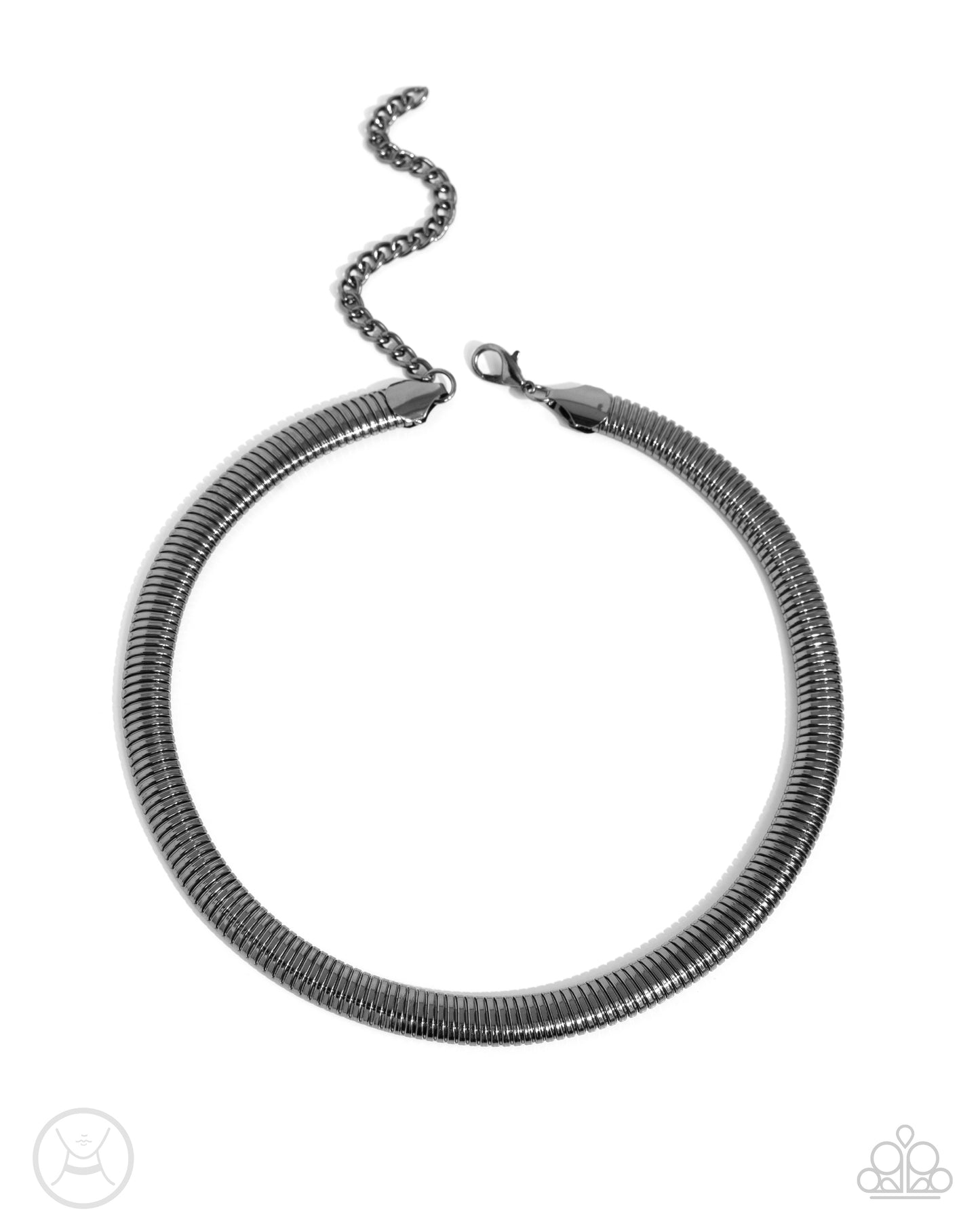 Choker Of The Century - Black Gunmetal Herringbone Chain Choker Necklace Paparazzi