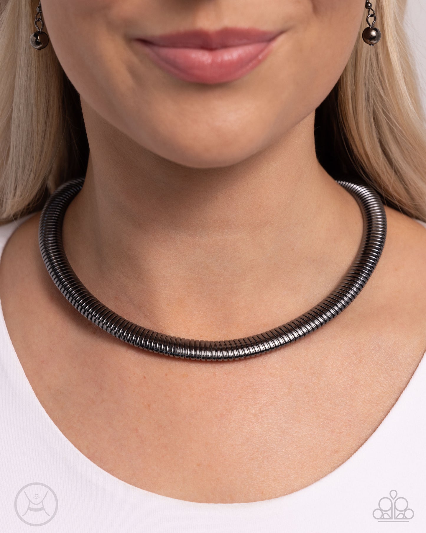 Choker Of The Century - Black Gunmetal Herringbone Chain Choker Necklace Paparazzi