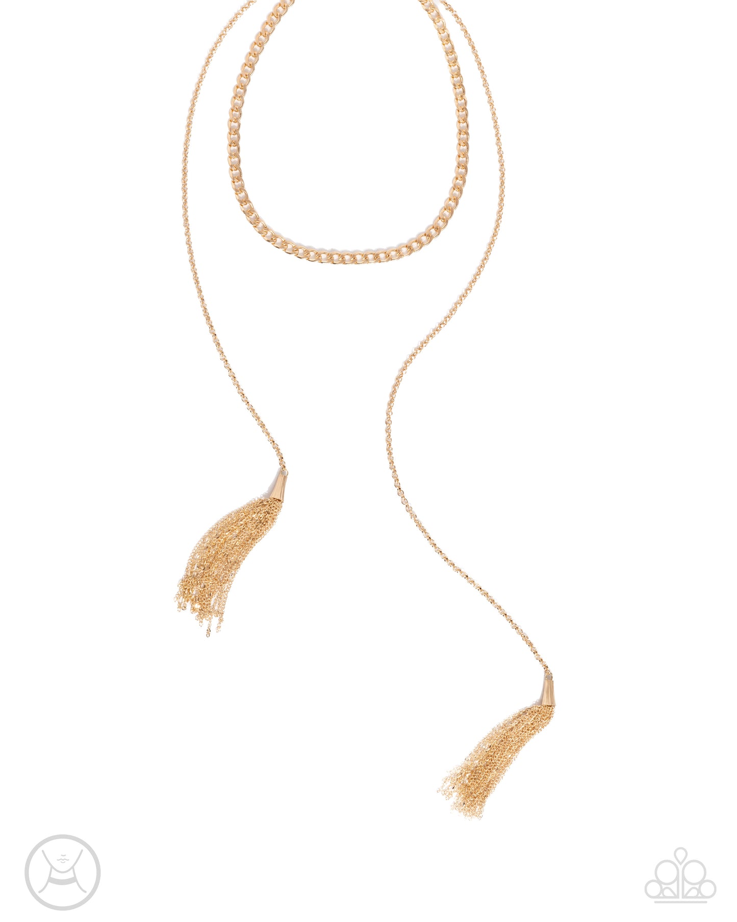 Tassel Theme - Gold Curb Chain Choker Tassel Necklace Paparazzi N2428