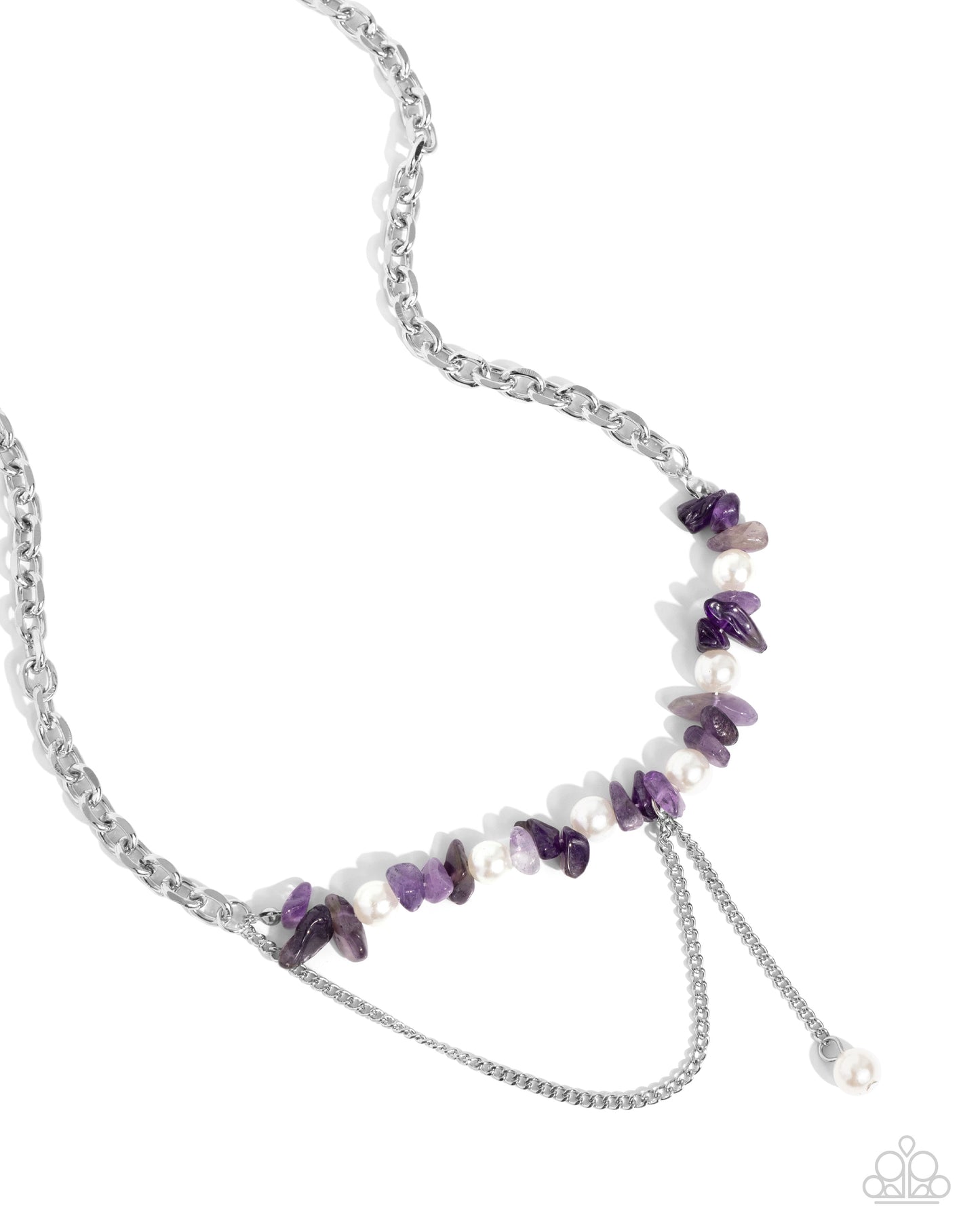 Nostalgically Noble - Purple Amethyst Stone & White Pearl Necklace Paparazzi N2319