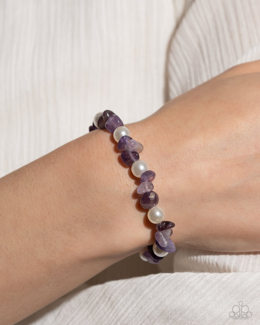 Robust Refinement - Purple Amethyst & White Pearl Stretch Bracelet Paparazzi B1561