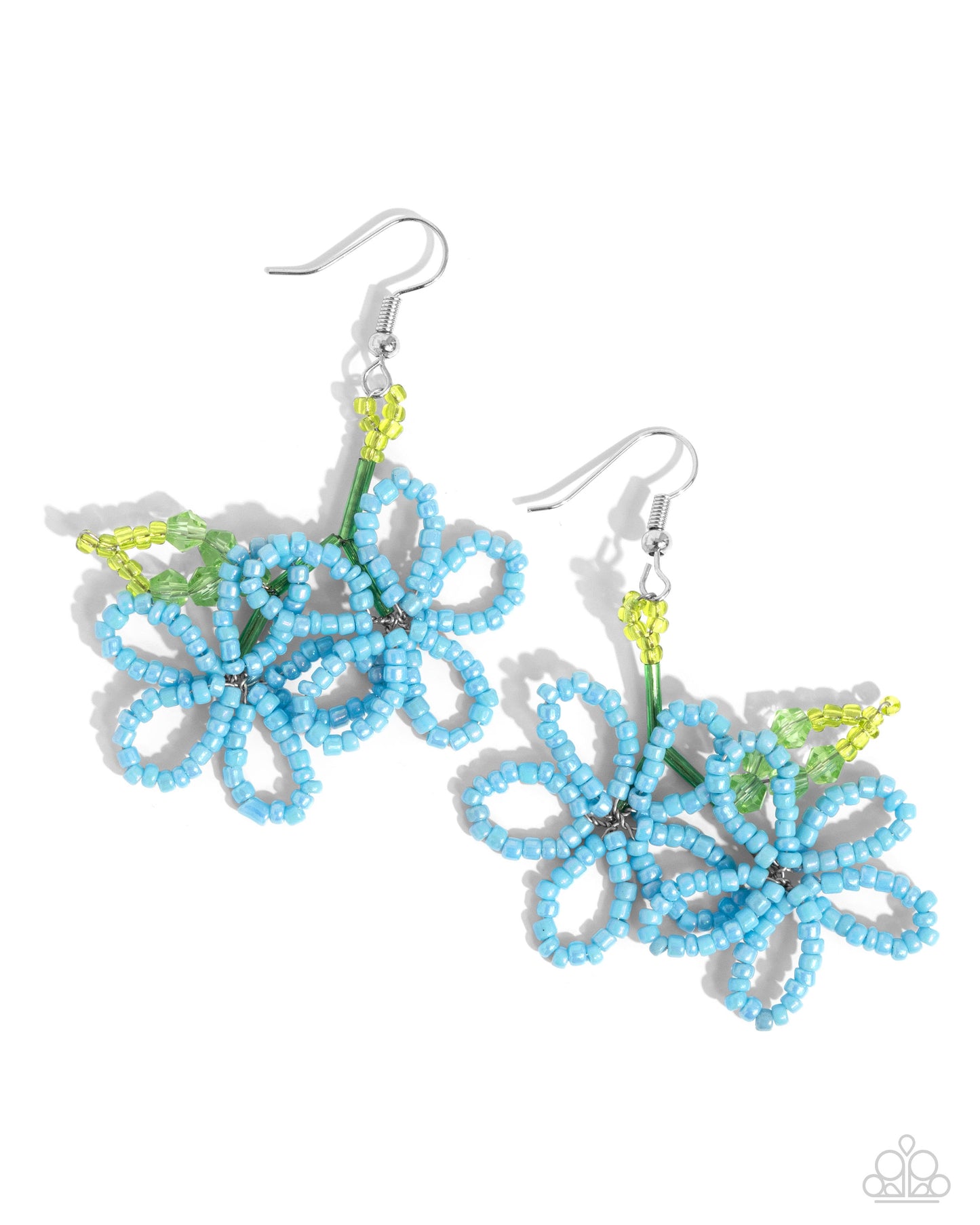 Beaded Blooms - Blue & Yellow Seed Bead Flower Earring Paparazzi E1946