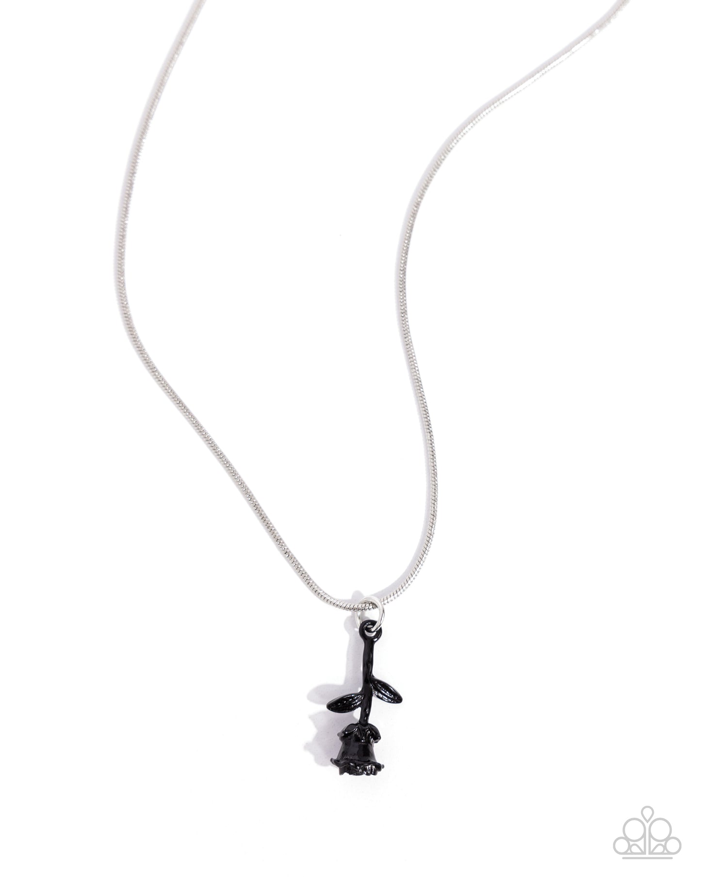 Tippy ROSE - Black Rose Stem Charm Necklace Paparazzi N2375