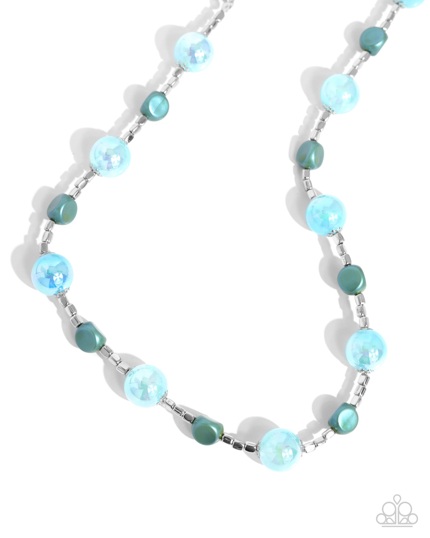 Malibu Makeover - Blue Iridescent Reflective Bead Necklace Paparazzi N2318