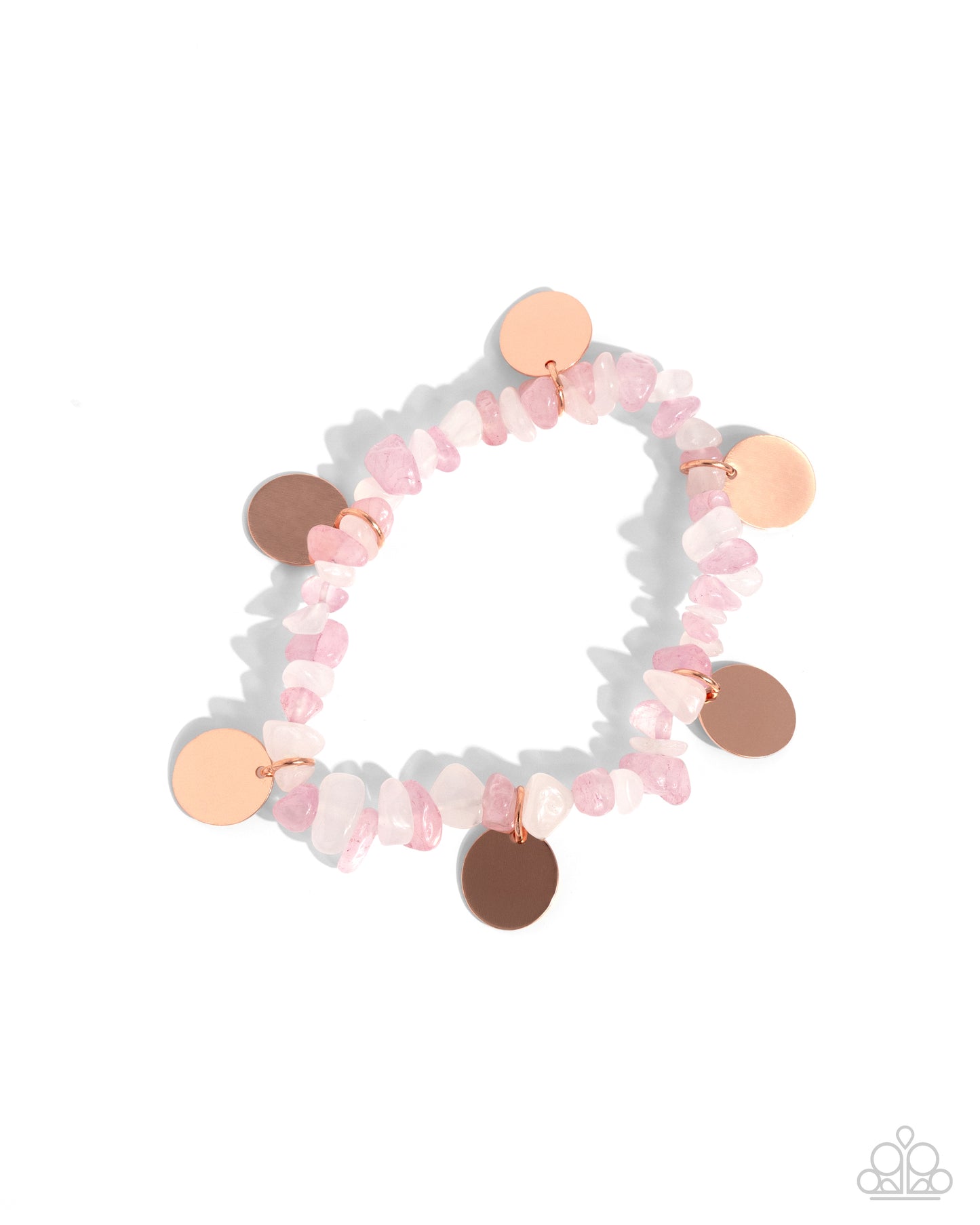 Grounded Grandeur - Copper, White and Pink Stone Pebble Stretch Bracelet Paparazzi B1612