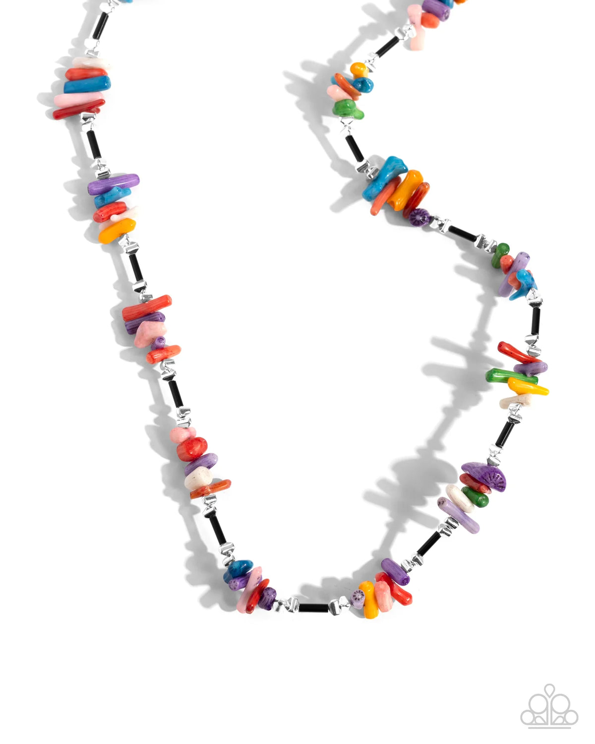 Paparazzi Multicolored Marathon - Multi Color Chiseled Bead Necklace N1465