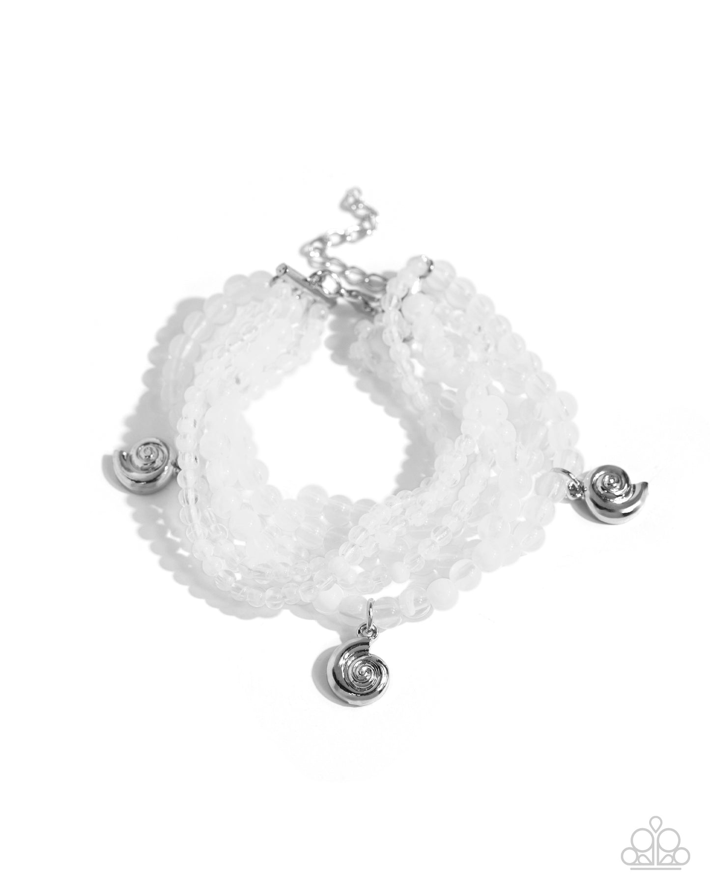 Swirling Shopaholic - White Milky Bead & Silver Fitting Bracelet Paparazzi B1615