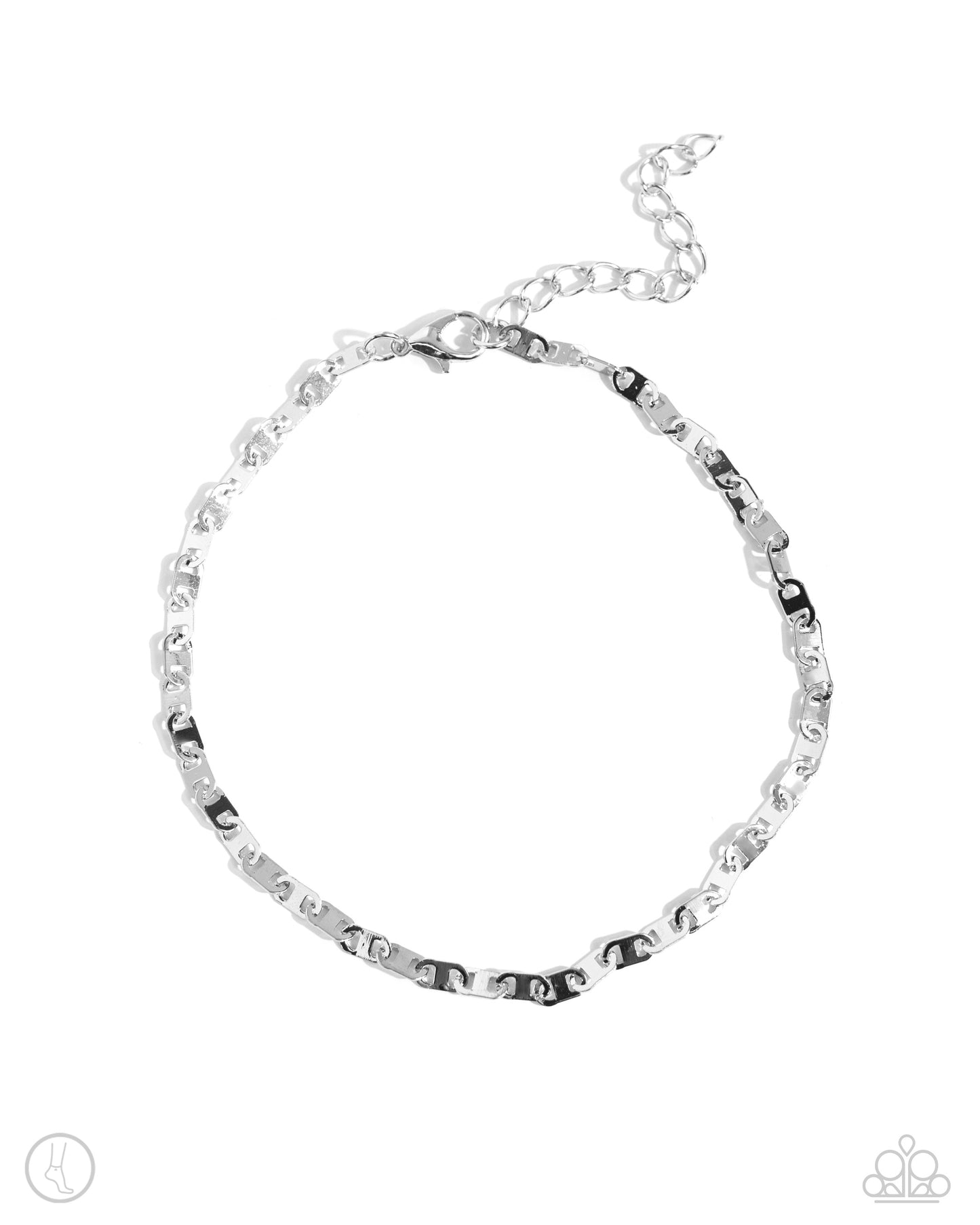 Linked Legacy - Silver Flat Link Streamlined Chain Anklet Paparazzi B1529