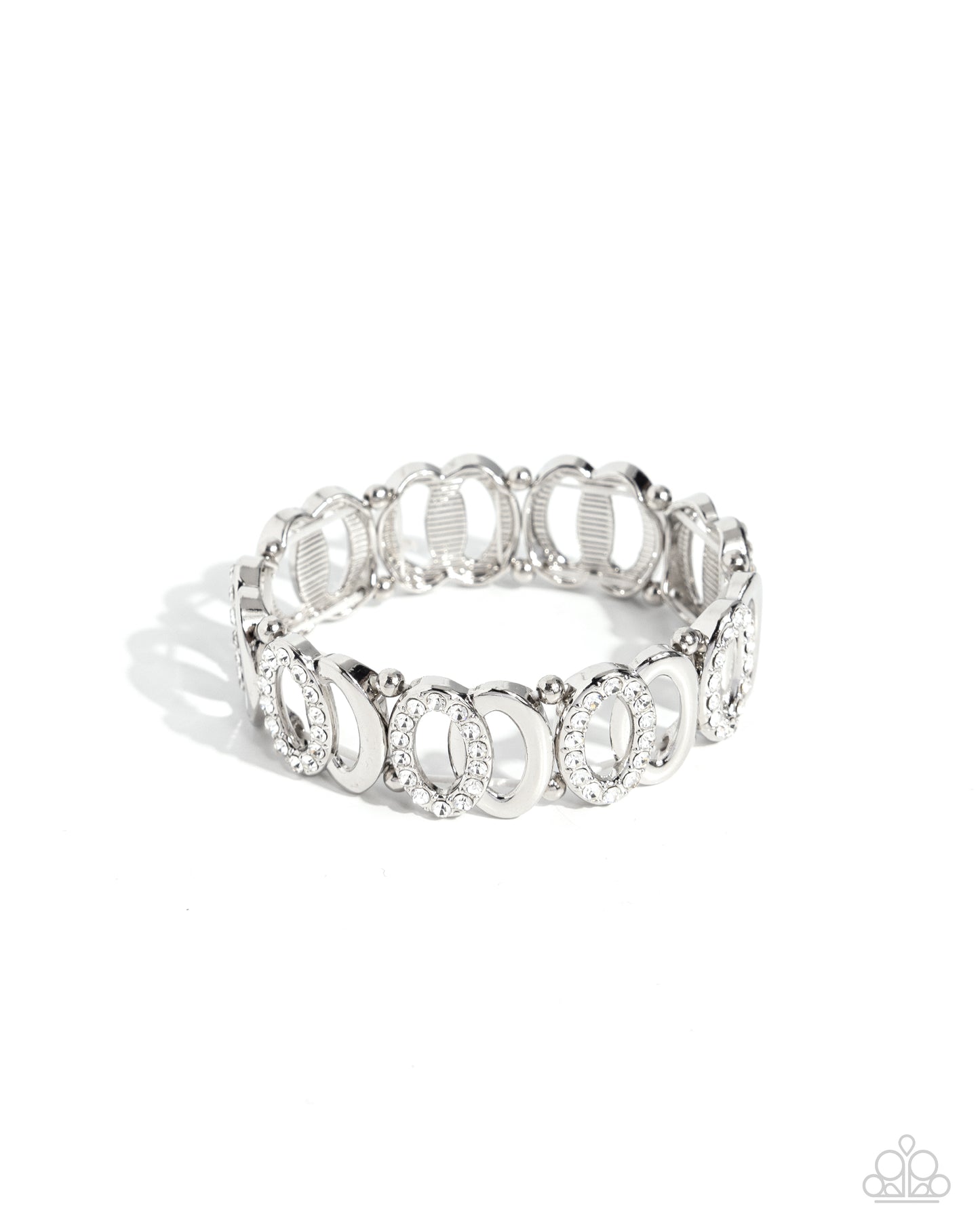 Refined Rarity - White Rhinestone Hinge Bracelet Paparazzi B1818