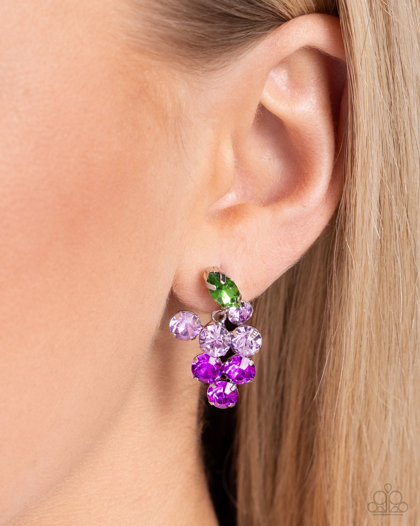 Grapevine Grace - Purple Rhinestone Light To Dark Purple Ombre' Grape Post Earring Paparazzi E2091