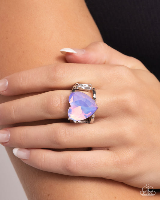 Youthful Yearbook - Purple Opalescent Heart Ring Paparazzi R0805