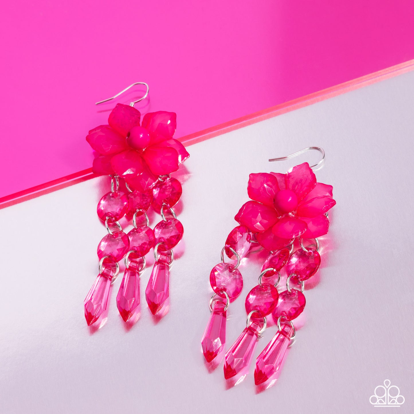 Hawaiian Hallmark - Pink Peacock Hawaiian Flower Earring Paparazzi E2128