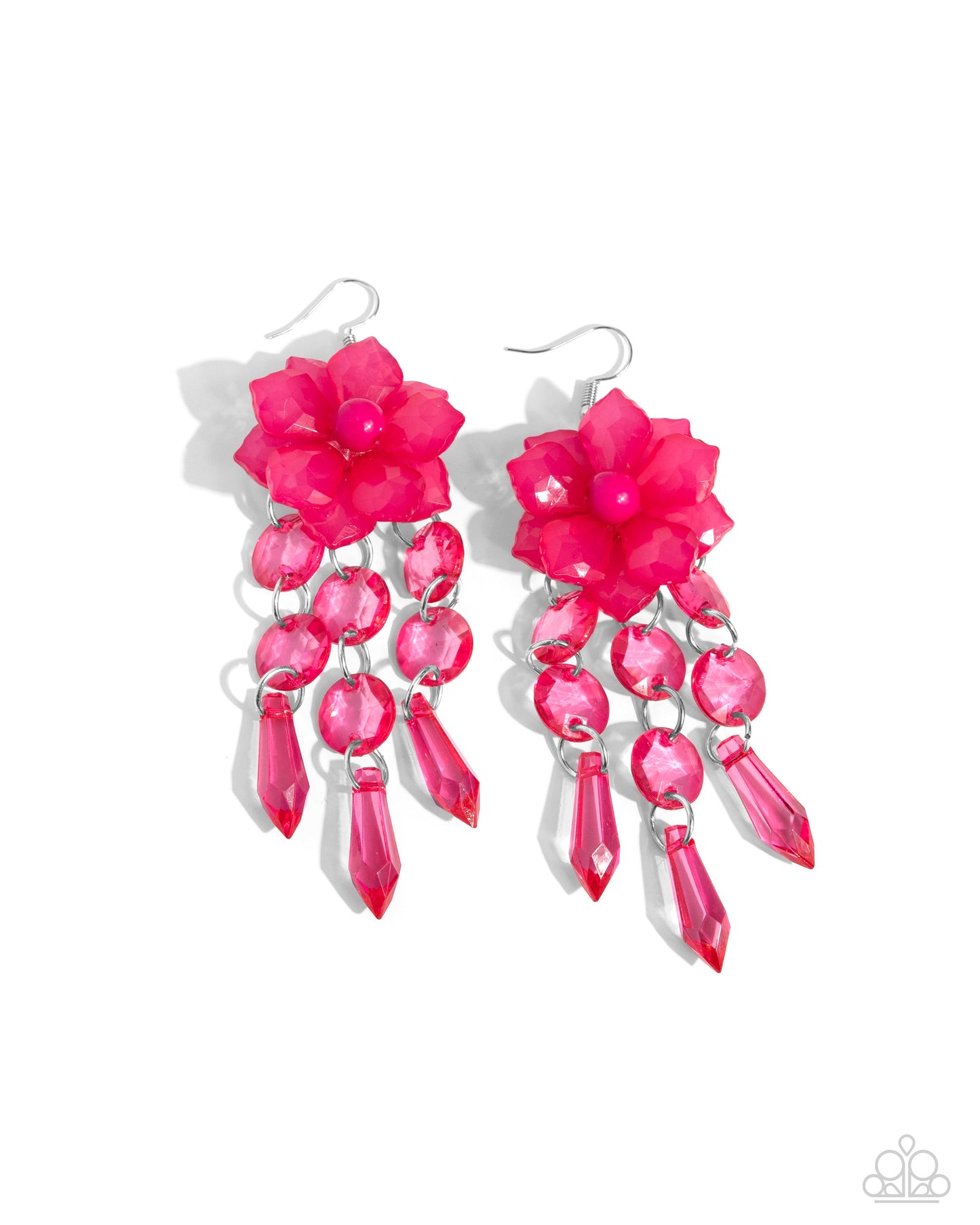 Hawaiian Hallmark - Pink Peacock Hawaiian Flower Earring Paparazzi E2128